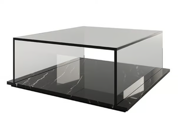 LUZ - Low tempered glass coffee table and marble base by Casa Magna - view 3